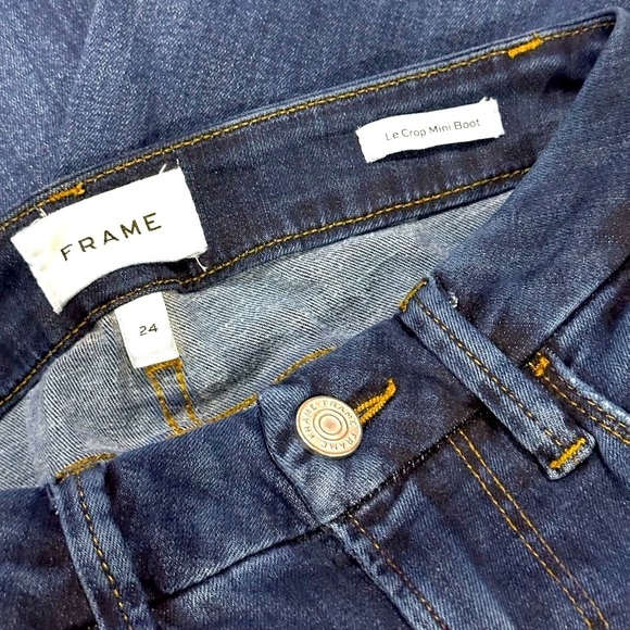 👖👠 FRAME Le Crop Mini‎ Bootcut Jeans | Medium Blue Mid-Rise Y2K Sz 24 - Picture 4 of 6